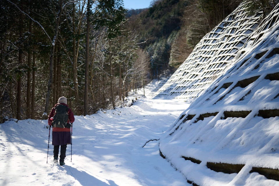 菰釣山登山道西沢林道チェーンゲート先
