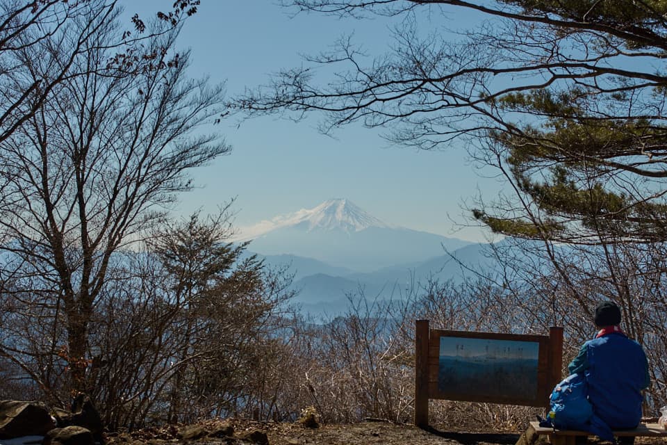三頭山の山頂から見える富士山