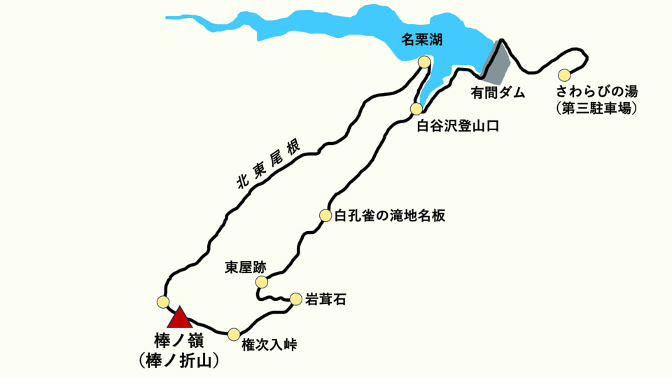 棒ノ嶺(棒ノ折山)登山マップ