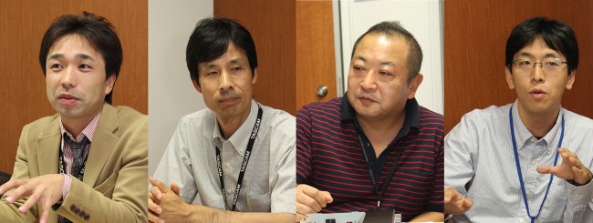 ▲今回話を伺ったTEAC音響機器事業部の小泉貴裕氏、福島弘基氏、後藤秀明氏、早坂要氏（左から順に）