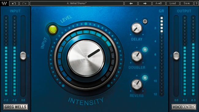 ▲Greg Wells Voice Centric。著名エンジニアの手法をプラグイン化するSignature Series。Greg Wells Signatureの４製品はいずれも“Centric”と銘打たれ、中央の大きなノブで効果をコントロールできるシンプルな仕様となっている。グレッグ・ウェルズ氏はアデル、ケイティ・ペリー、ワン・リパブリック、ミーカ、トゥエンティ・ワン・パイロッツなどの作品にプロデューサー／エンジニアとして参加している人物