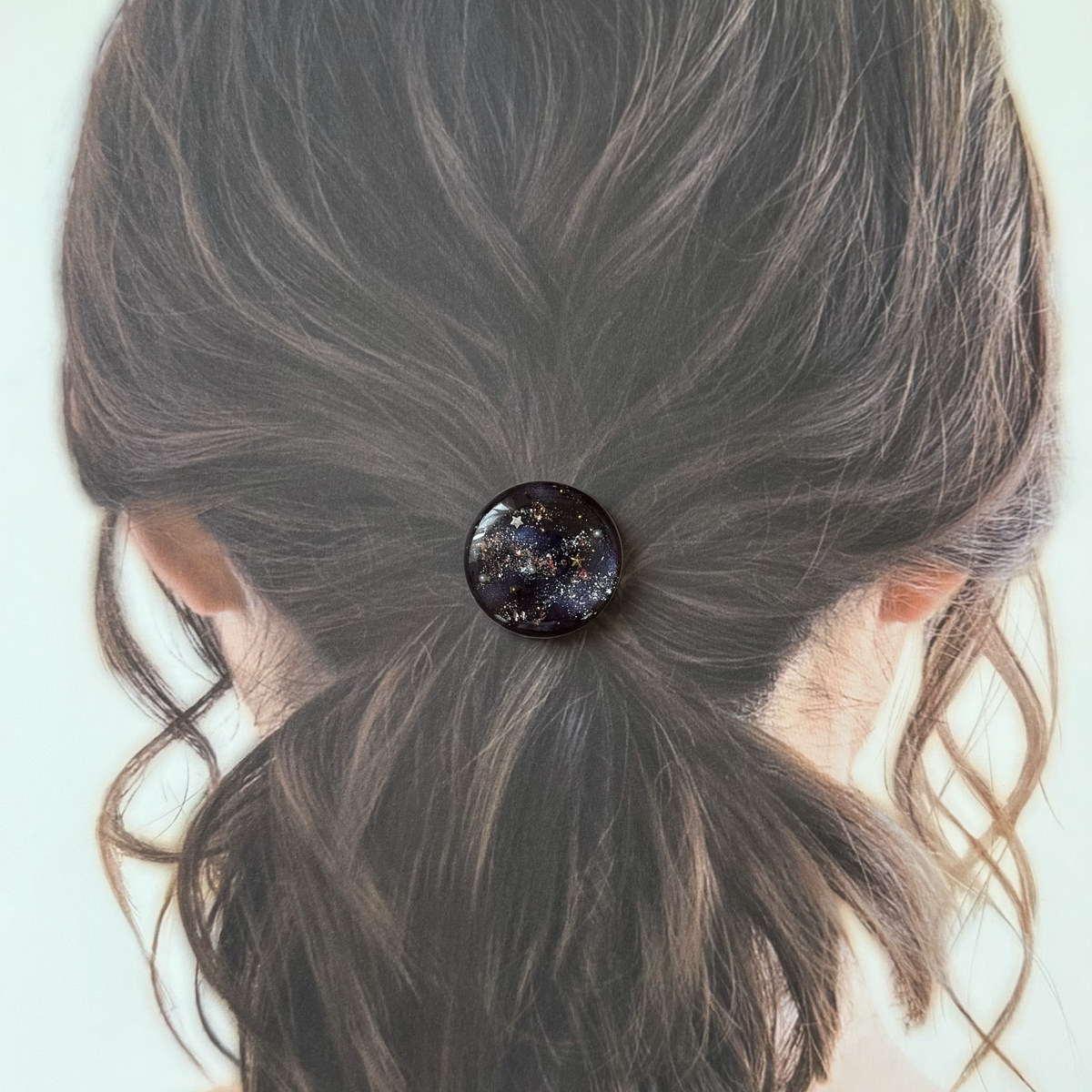 新作☆レジンヘアゴム 月夜の髪飾り 夜空の星 新作☆レジンヘアゴム 月夜