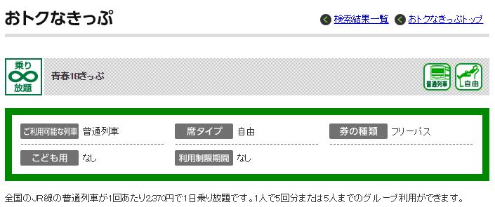青春18切符 青春18切符