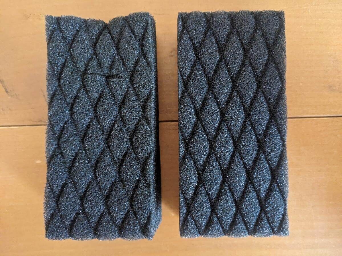 ダイソーのへたれくない！キッチンスポンジの1ヶ月使用後と新品の比較