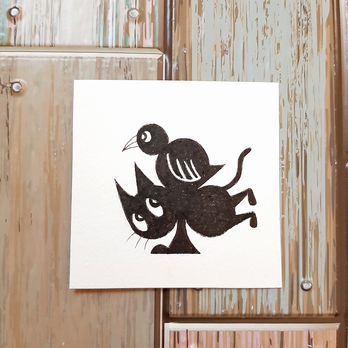 サイ　動物ペン画No.13 動物のペン画「猫」A4サイズ - WANKOROTA'S GALLERY | minne