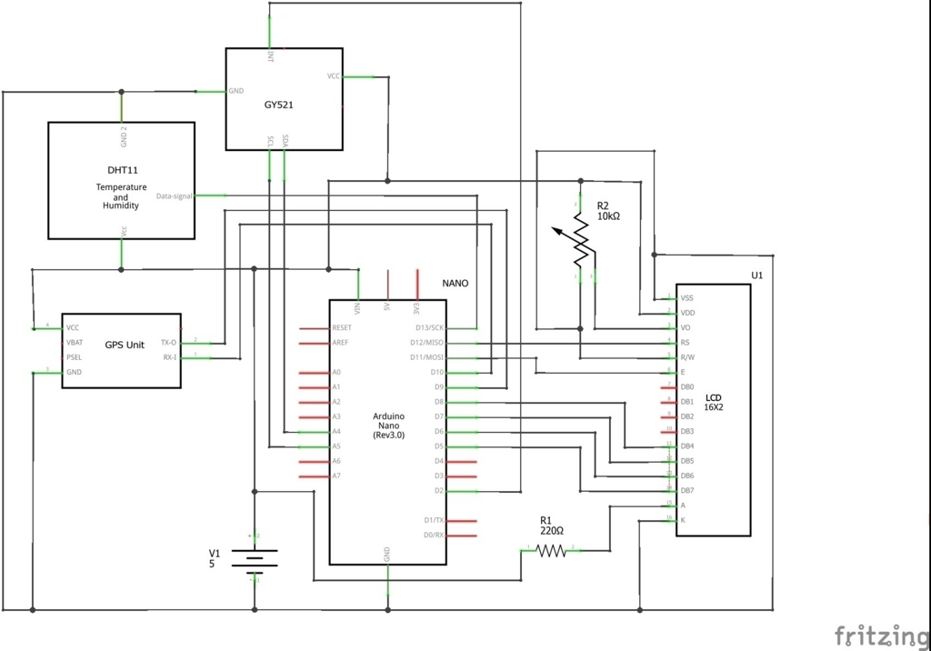 ArduinoとGY-521(MPU-6050）を使うスケッチ（プログラム）～ArduinoとLCDでコクピット情報を表示