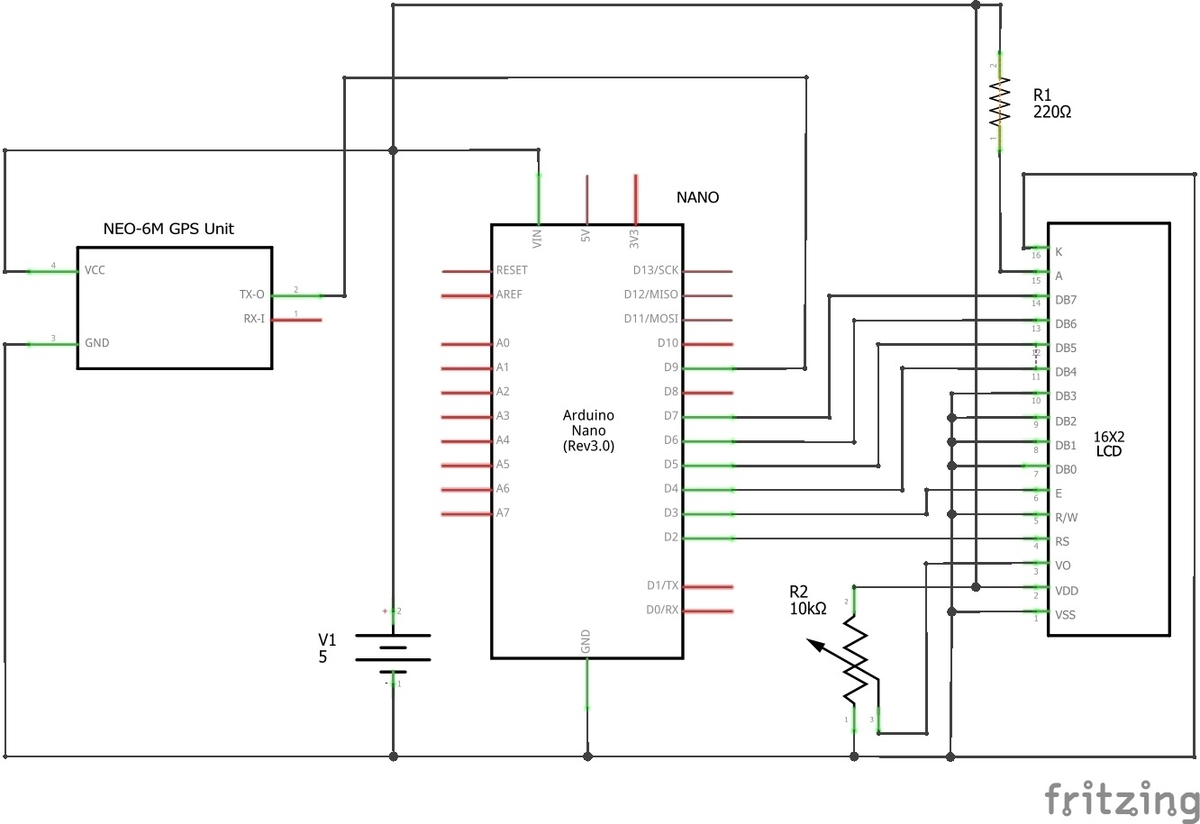 GPS clock 1604 LCD_回路図