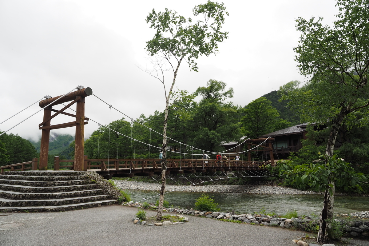 上高地　小梨平　ソロキャンプ　徒歩キャンプ　河童橋