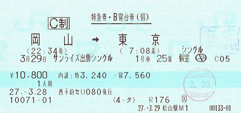 岡山から東京へ サンライズ出雲 乗車記 15年3月ダイヤ改正後 Soma Sunのブログ