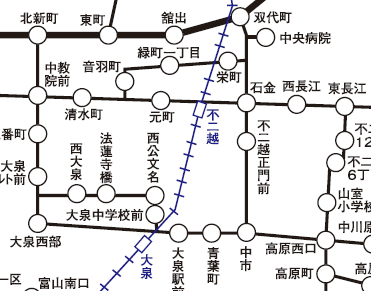 西公文名と音羽町付近の路線図 似ていると思った西公文名付近と音羽町付近の路線図