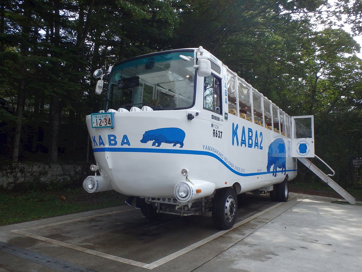 船の形をしているが、正面には車のナンバーもついている