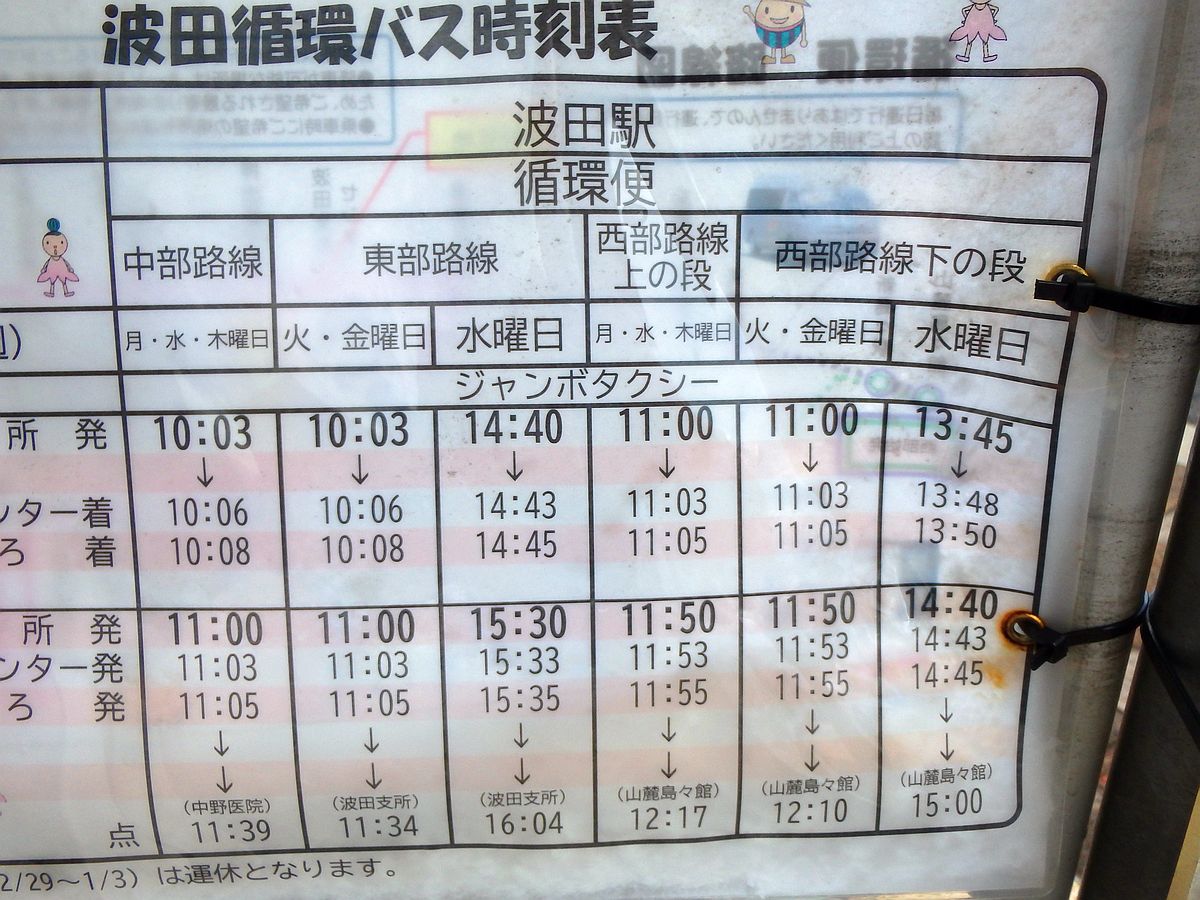 波田駅発の時刻は14:40となっている