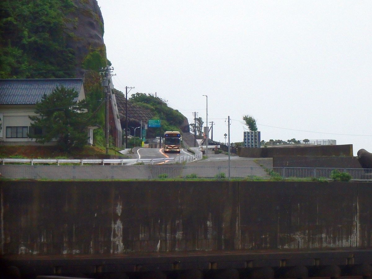 水仙ランド入口付近を走る京福バス