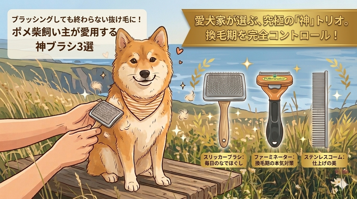 ポメ柴の換毛期対策ブラシ