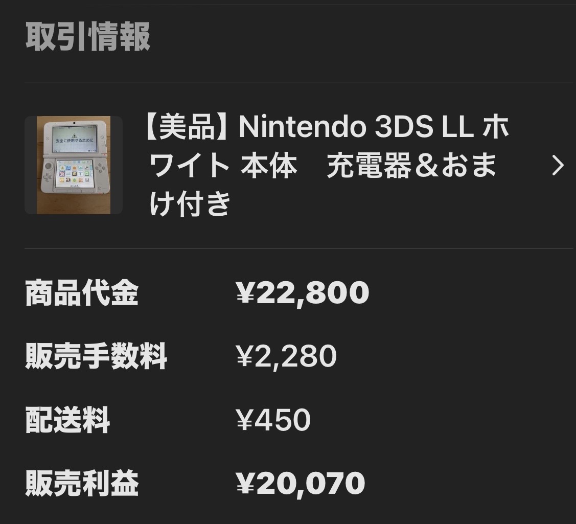 3DS LLの売却実績