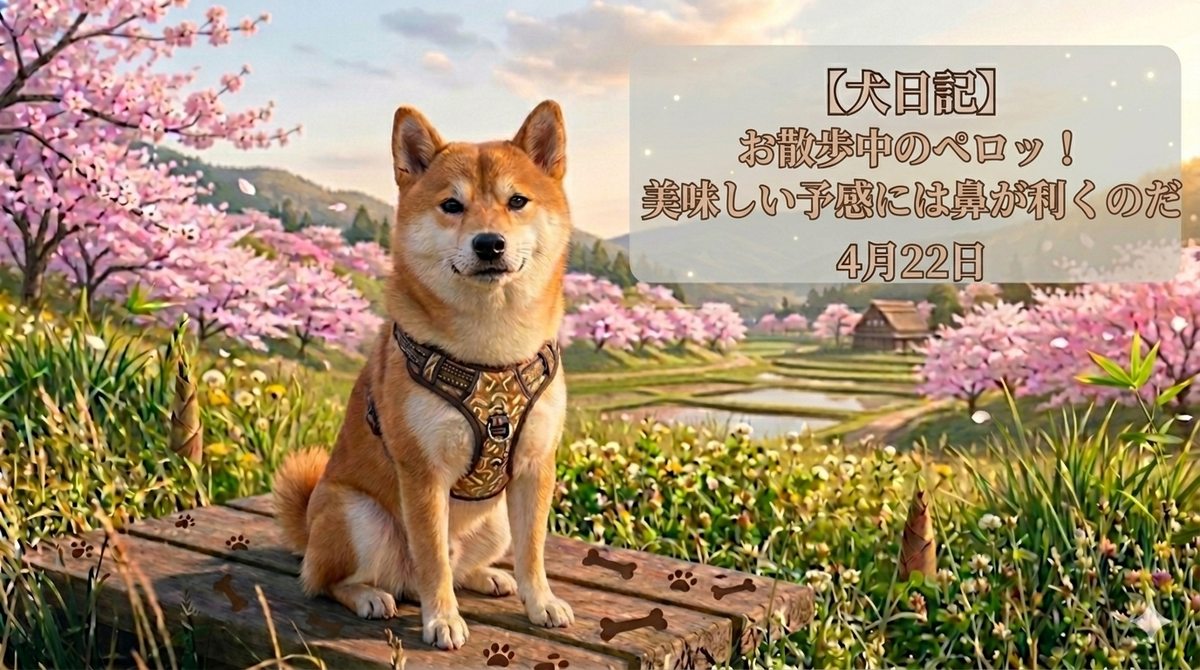 散歩中のポメ柴