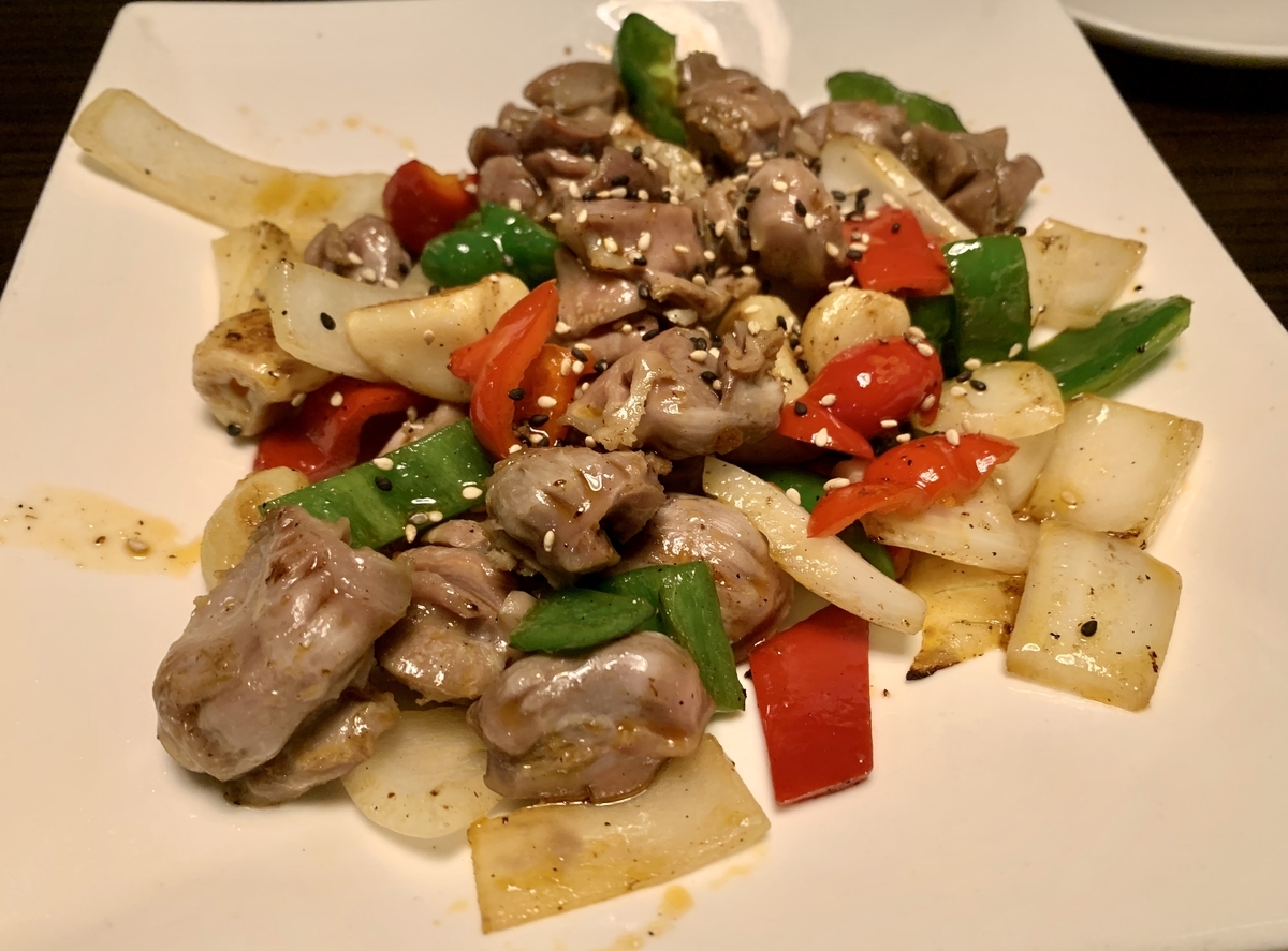 ホシギ2羽チキン の砂肝炒め