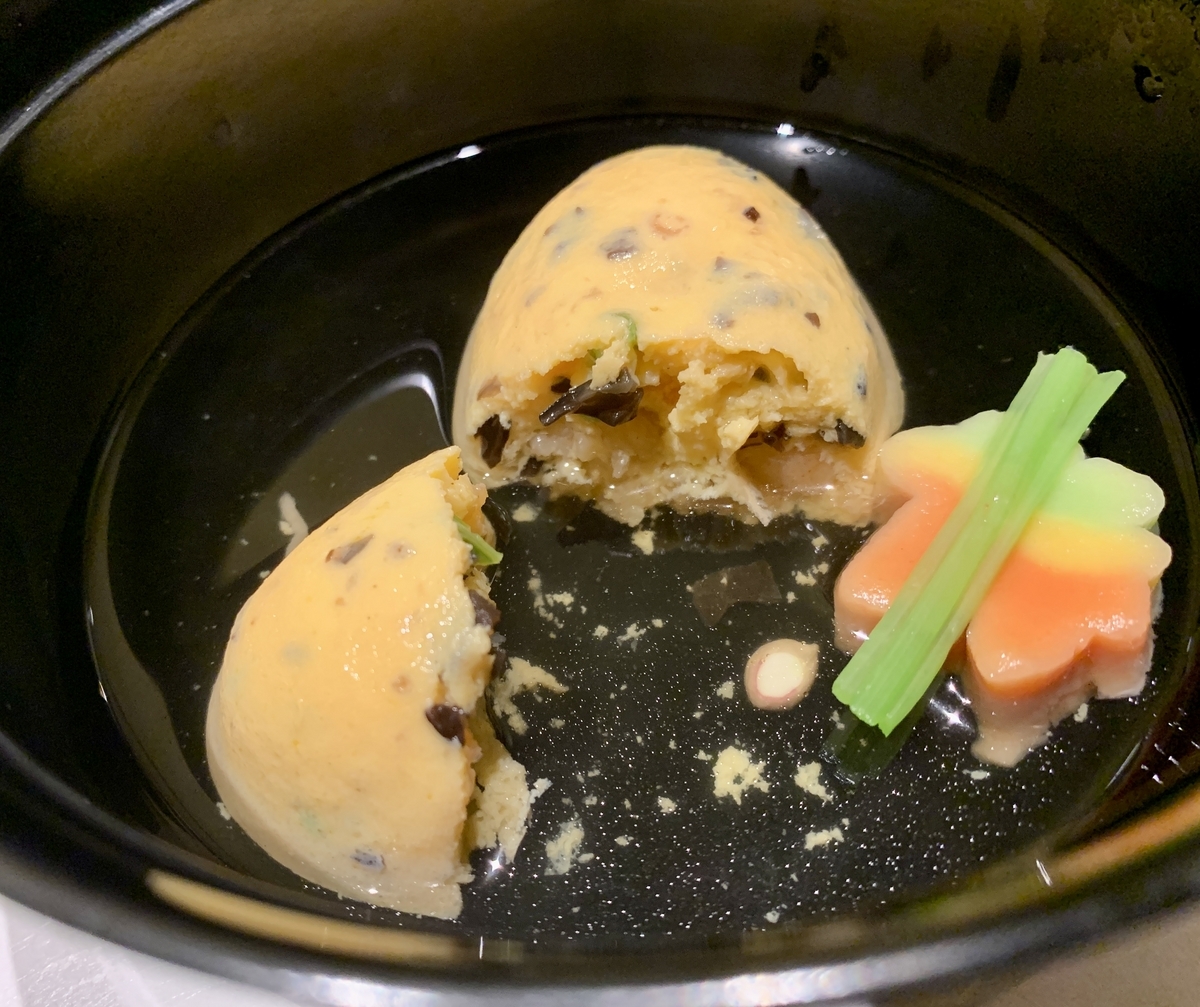 界（かい）山口長門の吹き寄せ玉子　紅葉麩