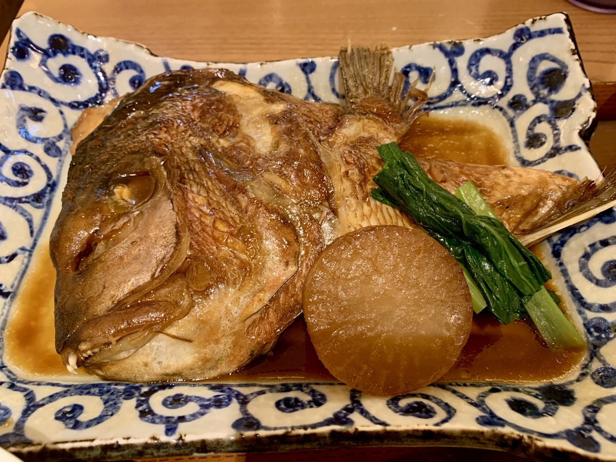 豊洲場外食堂魚金の鯛カブト煮