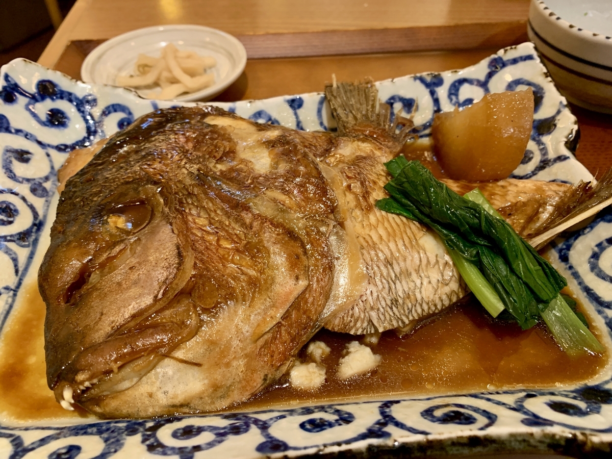 豊洲場外食堂魚金の鯛カブト煮