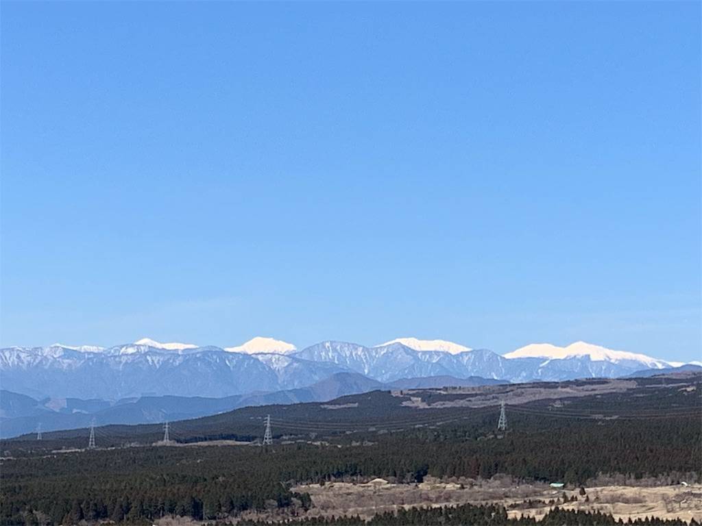 北西方面に南アルプスの山々