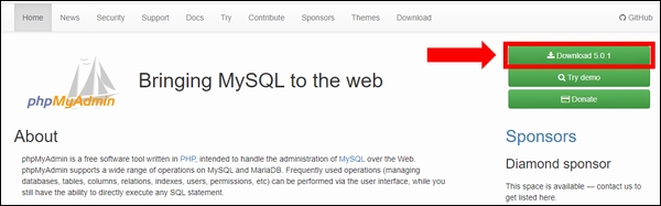 phpMyAdmin公式サイトからダウンロード phpMyAdmin公式サイトからダウンロード