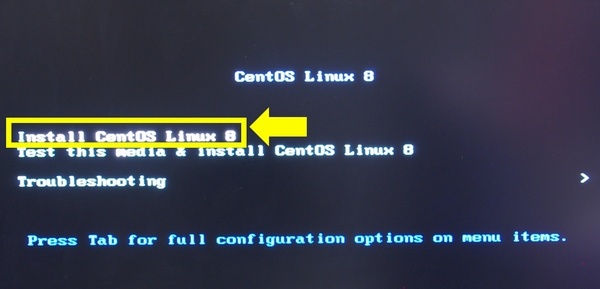 CentOS8.2(2004)のインストール画面