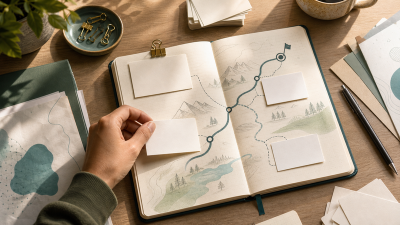 文章の前に読み方の地図を置くイメージ