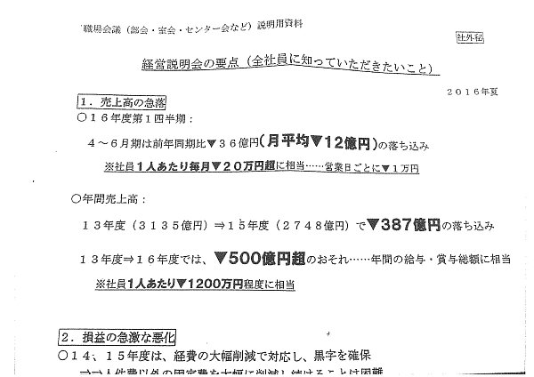 週刊ポストが報じた朝日新聞の社外秘とされる文書 画像:週刊ポストが報じた朝日新聞の社外秘とされる文書