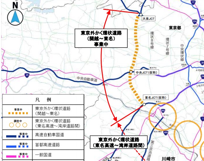 外環道の位置関係 画像:外環道の位置関係