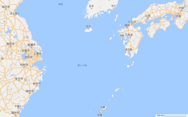 East China Sea - Google Map Japan Edition Photo: East China Sea - Google Map Japan Edition