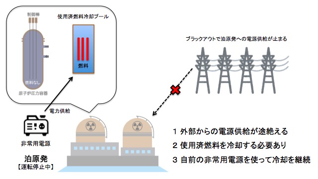 ブラックアウトが発生した際の泊原発の対応 画像:ブラックアウトが発生した際の泊原発の対応