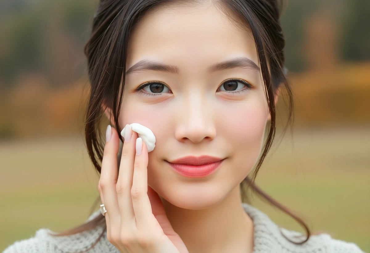 乾燥肌ケアに集中している女性