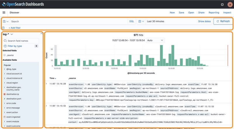 OpenSearch Dashboards のイメージ