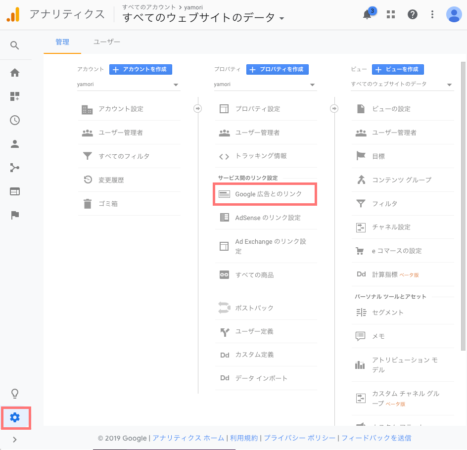 Google Analyticsの画面