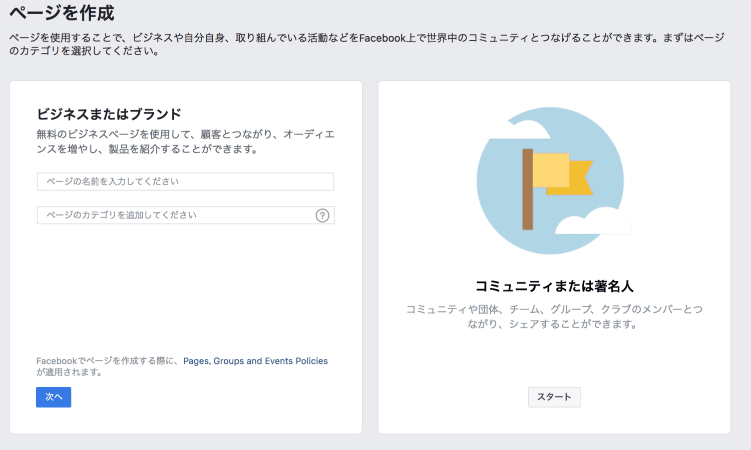 facebookページ作成方法3_PC