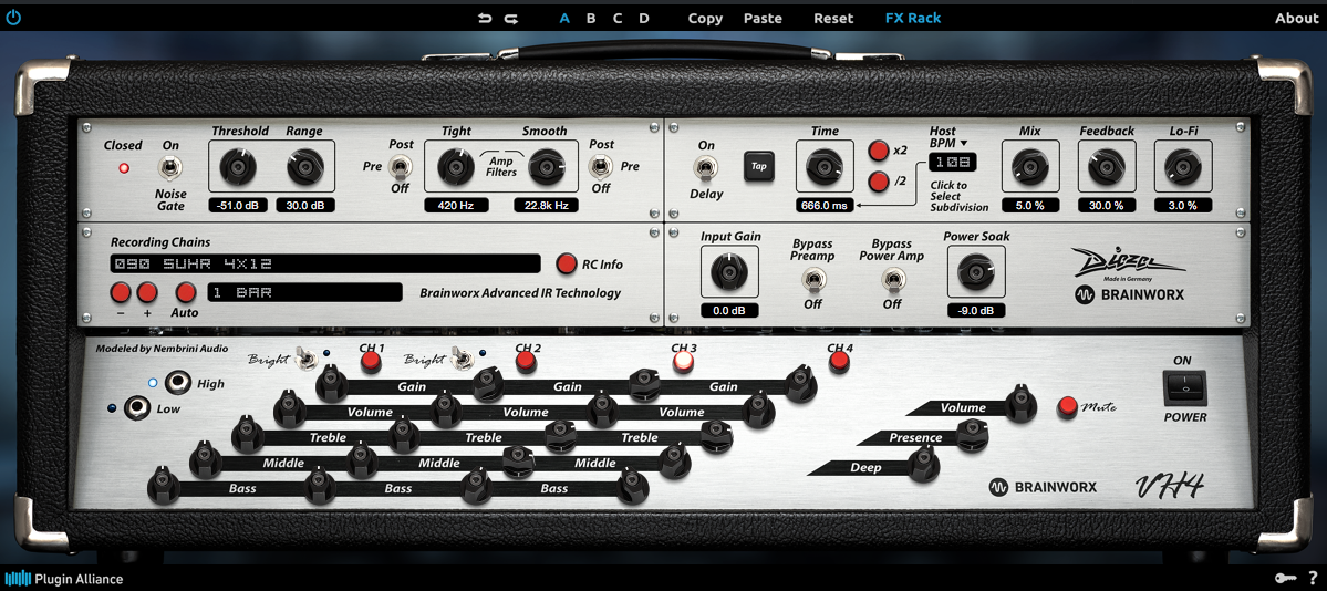 BRAINWORX Diezel VH4 プラグイン レビュー - ギター_メタル_stratakk