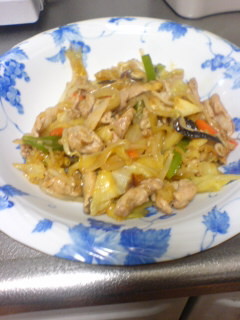 自作の野菜炒め