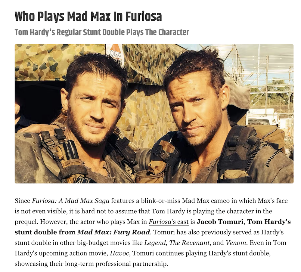 MAD MAX Tom Hardy 面倒くさかっ トムハーディー似