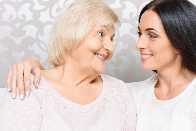 Close up of granny and granddaughter together