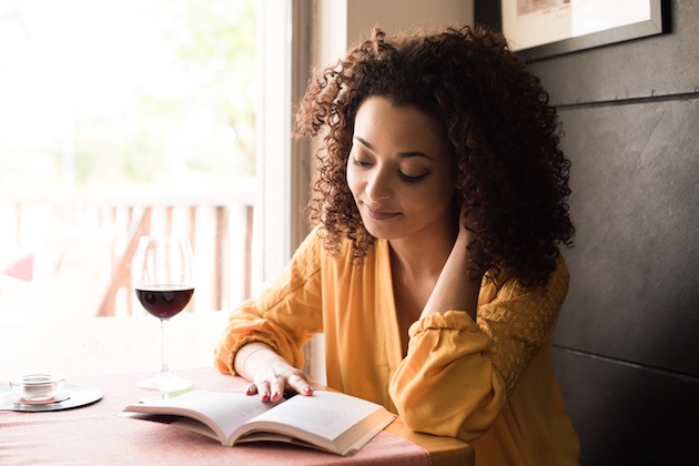 Woman reading book