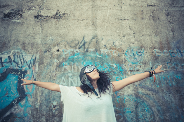 aviator funny young beautiful moroccan curly woman