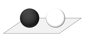 黒いボールと白いボールがひとつずつある