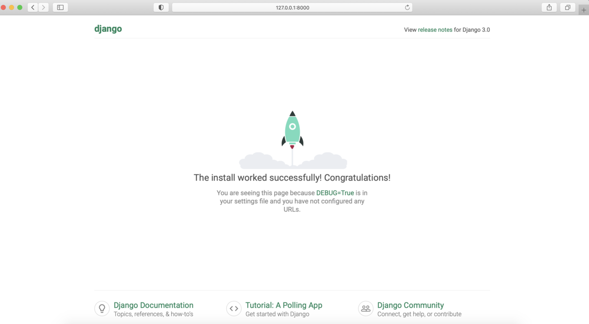 Django3.0初期ページ画面