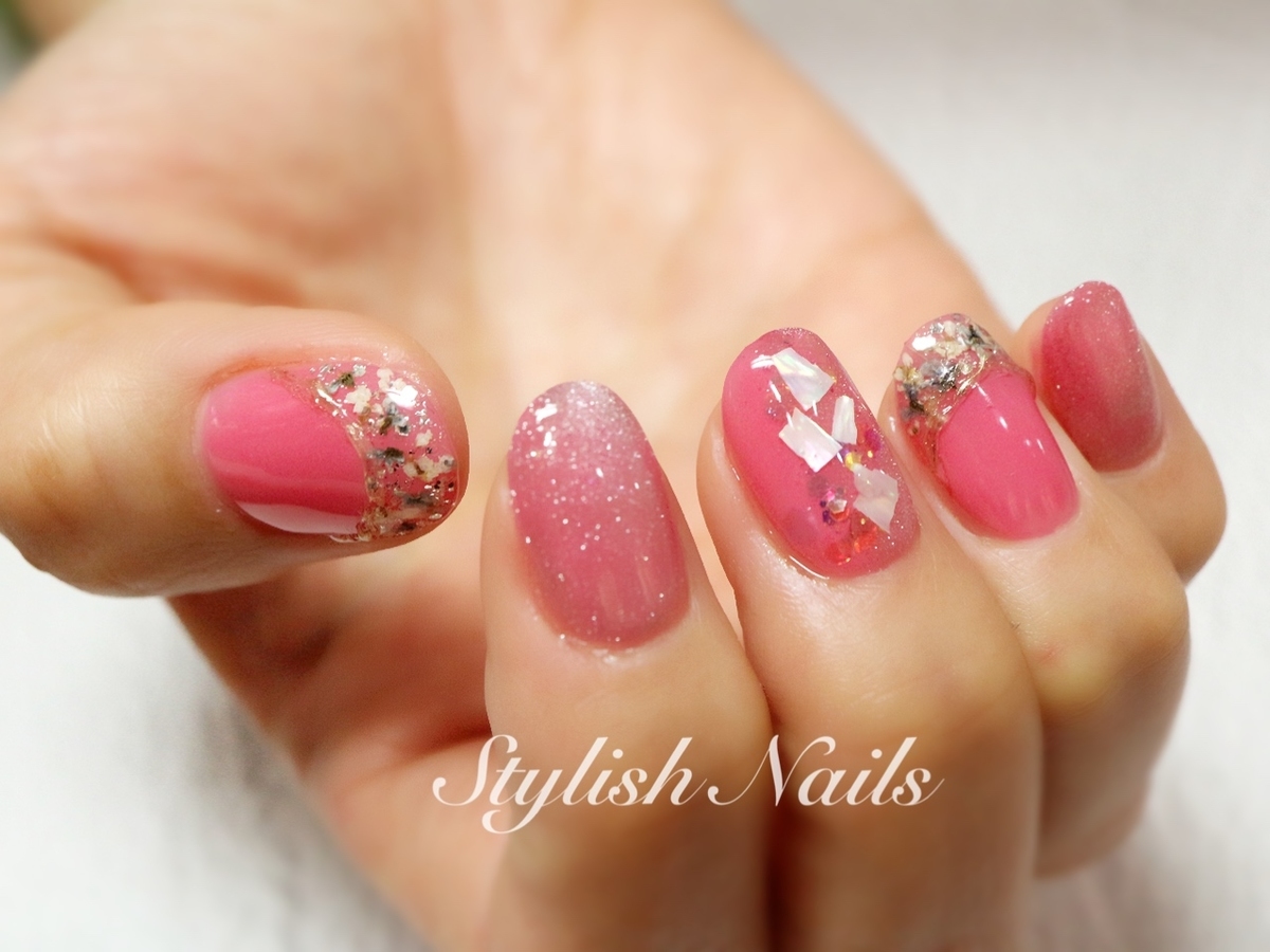 アシメ桜ネイルデザイン スタイリッシュネイルズ
