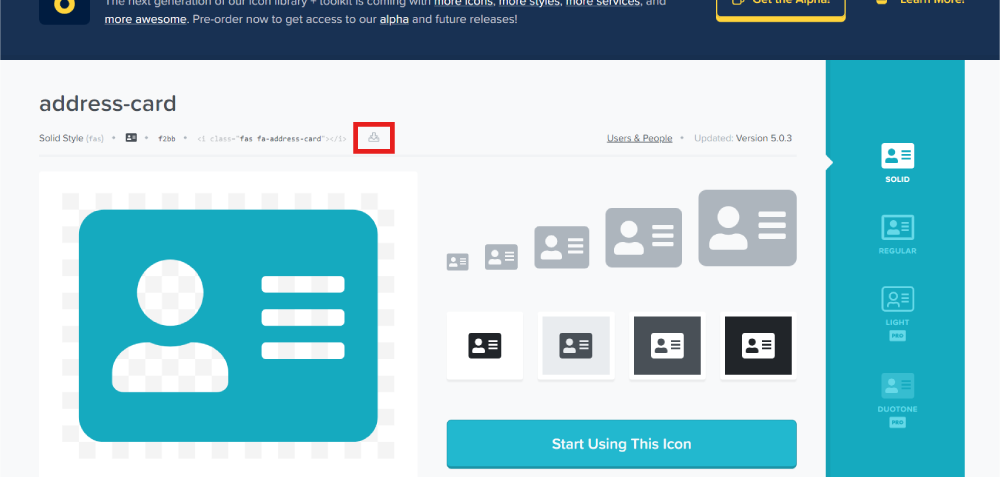 画像右上のダウンロードボタンのイメージ画像