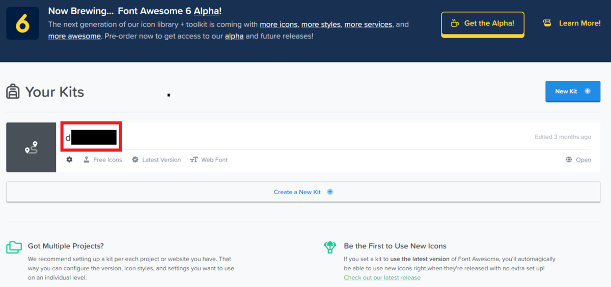 Font Awesome Kit number
