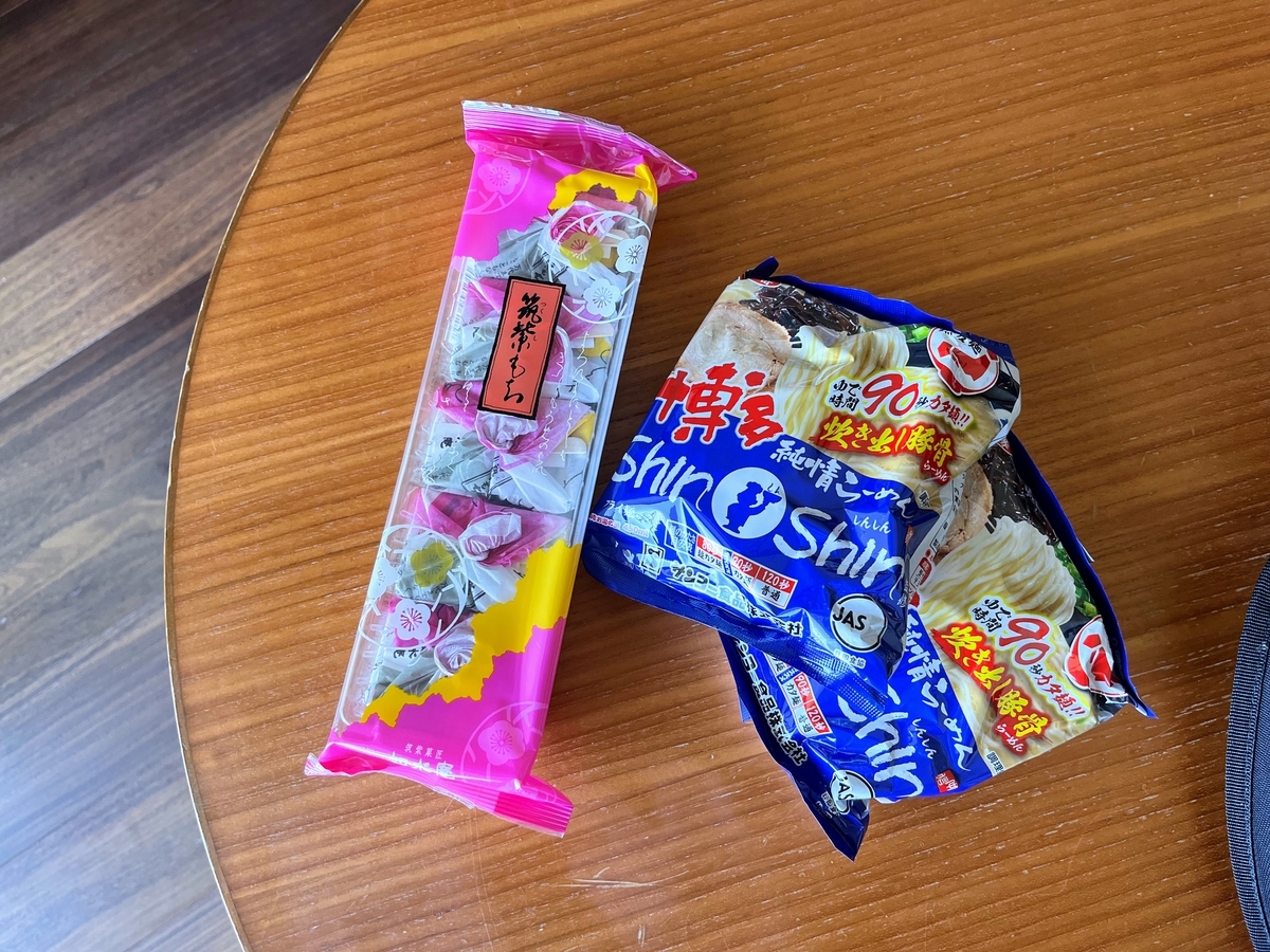 筑紫餅とshinshinの袋麺