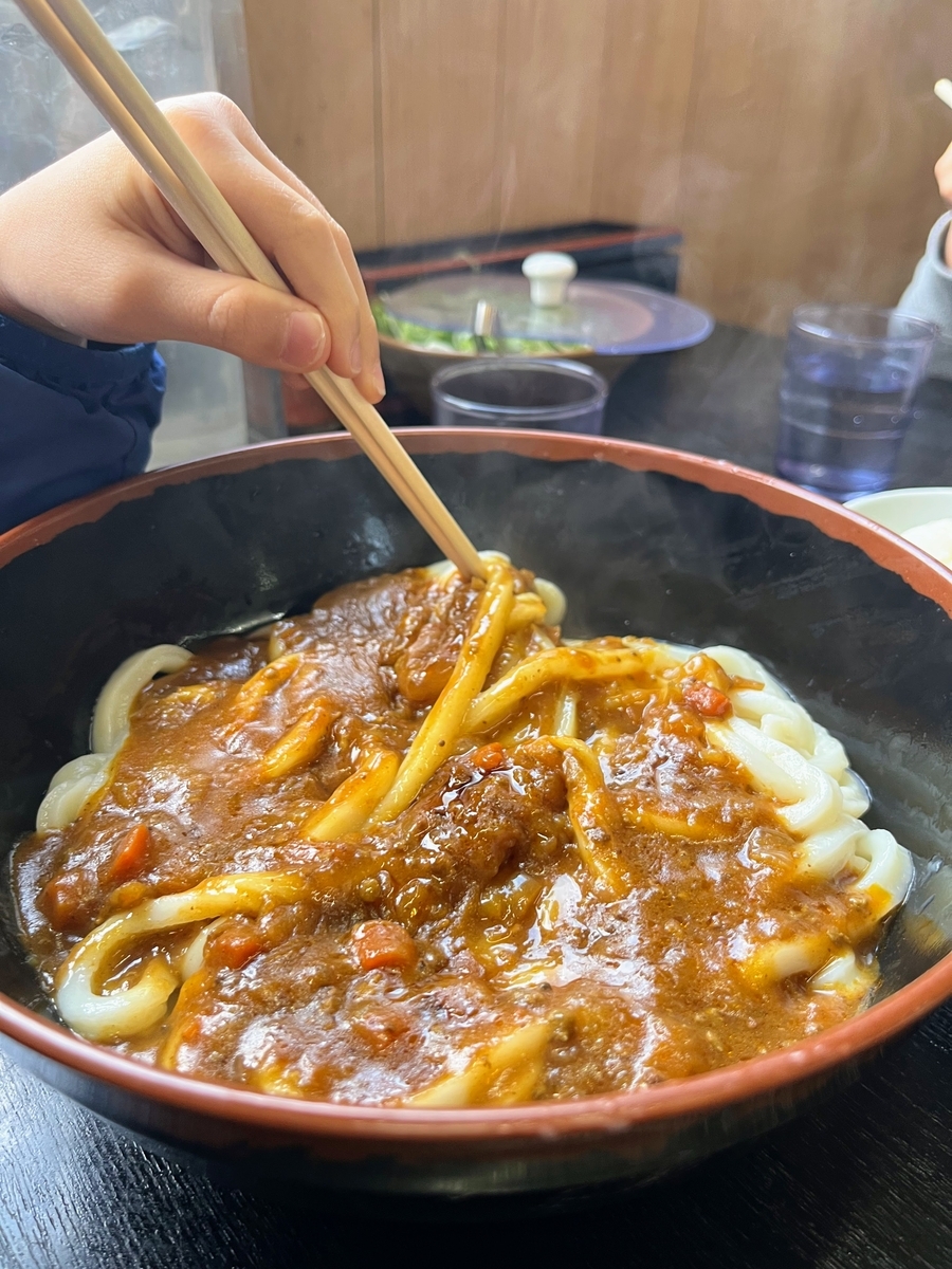 牧のうどんのカレーうどん。カレーがおいしい！