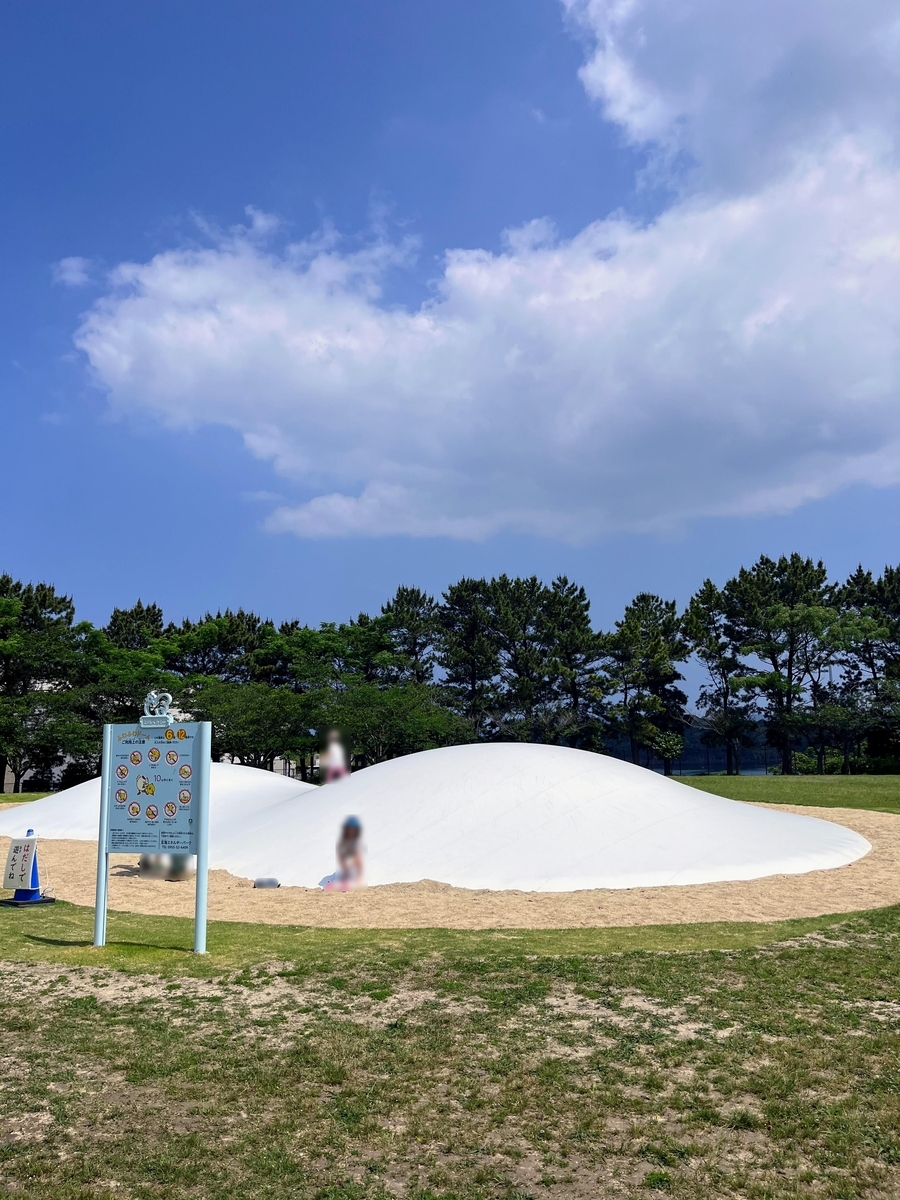 よく公園にある白いトランポリンがありました